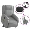 vidaXL Electric Stand up Massage Recliner Chair Light Grey Fabric