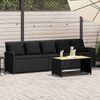 vidaXL Garden Sofa 5-Seater with Cushions Black Poly Rattan