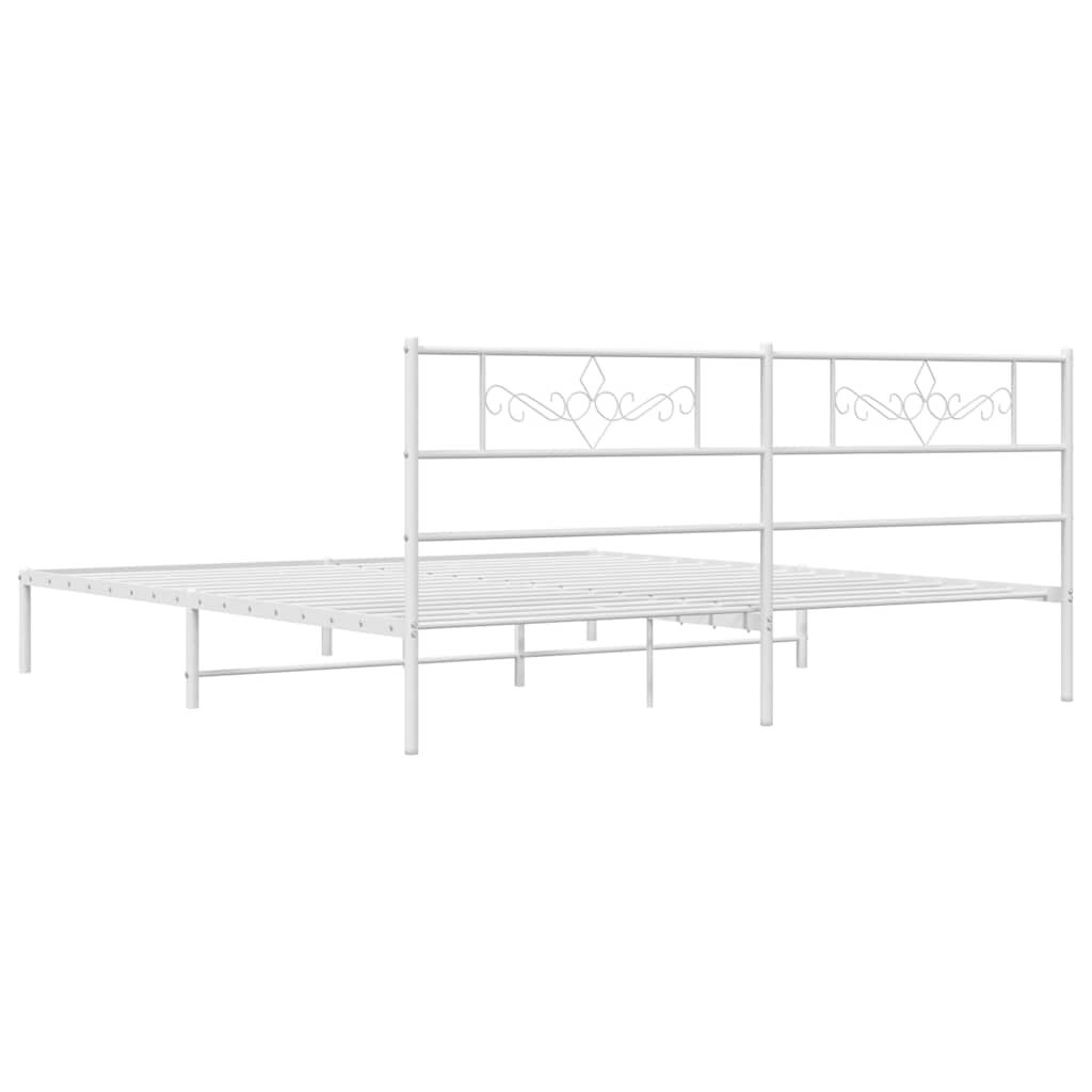 vidaXL Metal Bed Frame without Mattress with Headboard White 193x203cm