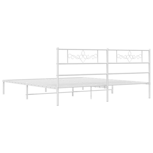 vidaXL Metal Bed Frame without Mattress with Headboard White 193x203cm