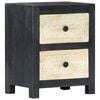 vidaXL Hand Carved Bedside Cabinet Grey 40x30x50 cm Solid Mango Wood