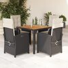 vidaXL 5 Piece Garden Dining Set with Cushions Black Poly Rattan