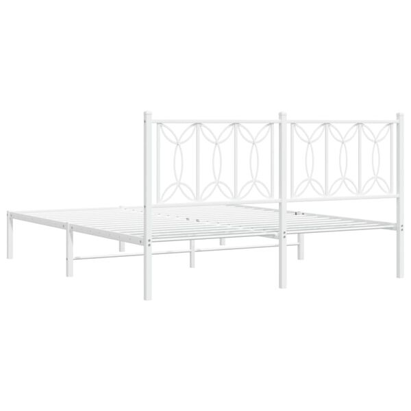 vidaXL Metal Bed Frame without Mattress with Headboard White 150x200cm