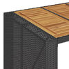 vidaXL 3 Piece Garden Bar Set with Cushions Black Poly Rattan Acacia