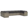 vidaXL 10 Piece Garden Lounge Set with Cushions Grey Poly Rattan