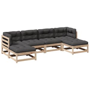 vidaXL 6 Piece Garden Sofa Set with Cushions Solid Wood Pine