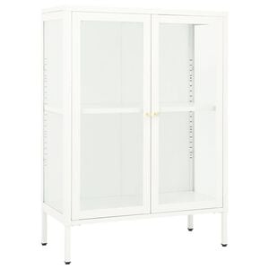 vidaXL Sideboard White 75x35x105 cm Steel and Glass