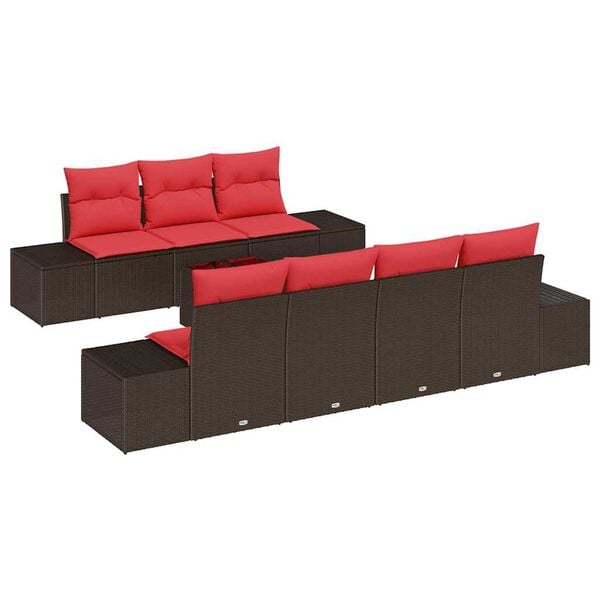 vidaXL Garden Sofa Set with Cushion 8 pcs Brown Poly Rattan