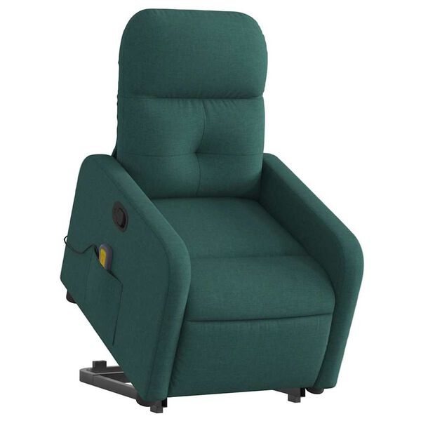 vidaXL Stand up Massage Recliner Chair Dark Green Fabric