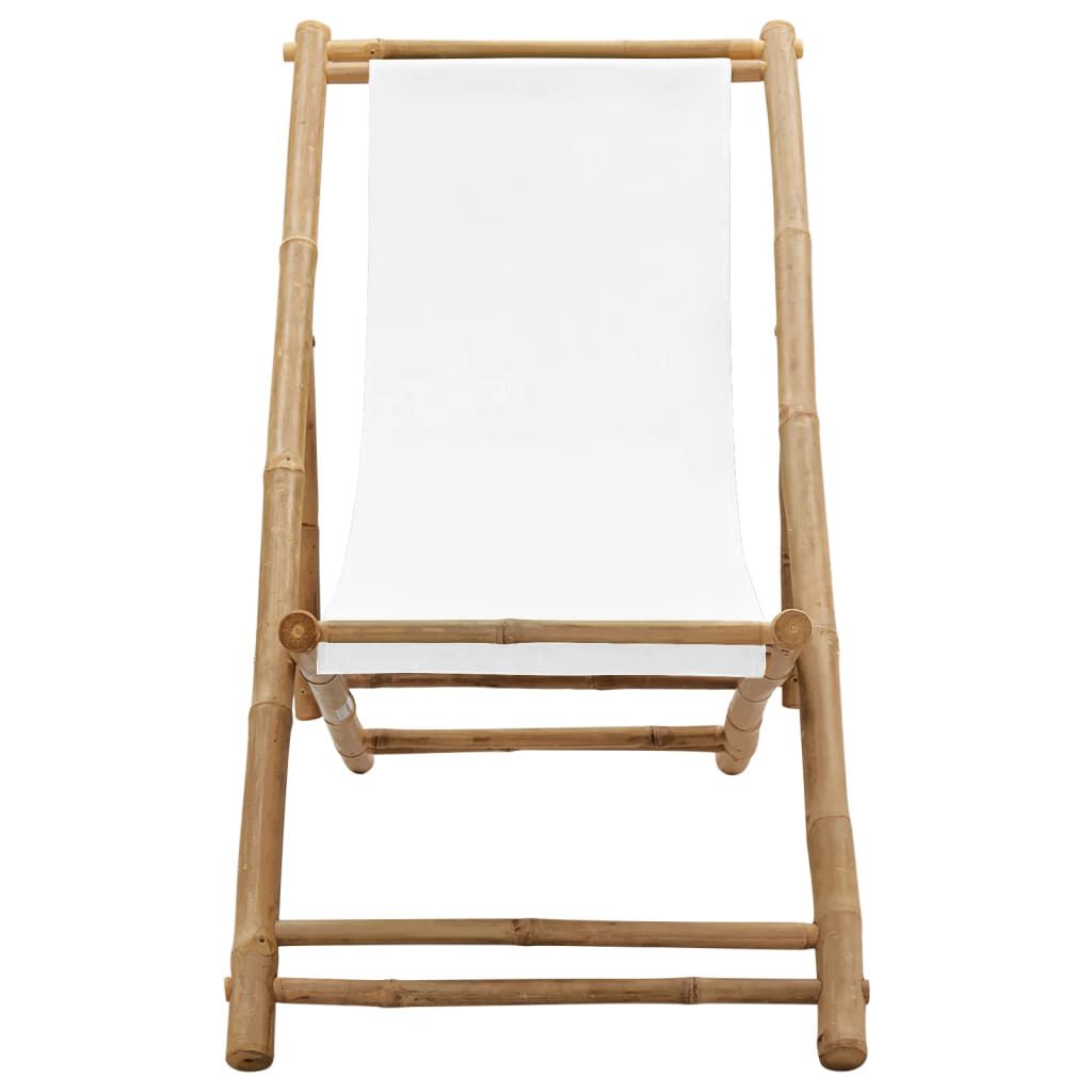 vidaXL Outdoor Deck Chair Bamboo and Canvas