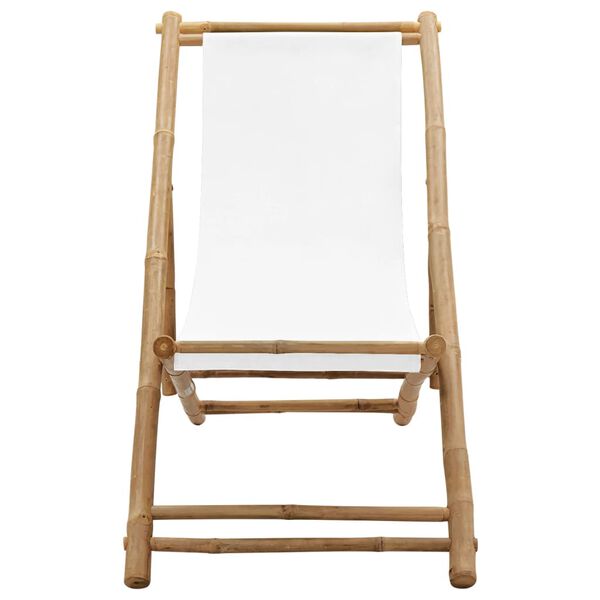 vidaXL Outdoor Deck Chair Bamboo and Canvas