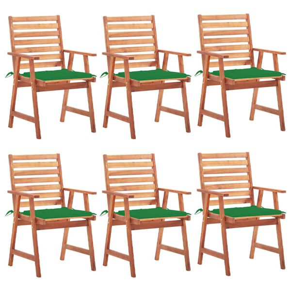 vidaXL Outdoor Dining Chairs 6 pcs with Cushions Solid Acacia Wood