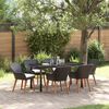 vidaXL Garden Dining Set with Cushion 7 pcs Black Poly Rattan