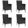 vidaXL 5 Piece Garden Dining Set with Cushions Black Poly Rattan