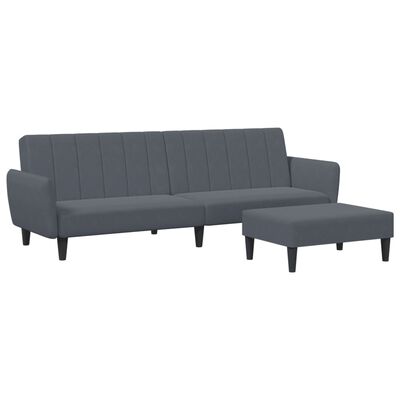 vidaXL 2-Seater Sofa Bed with Footstool Dark Grey Velvet