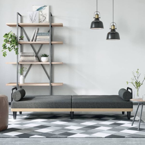 vidaXL Sofa Bed with Armrests Dark Grey Fabric