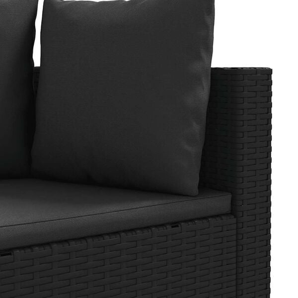 vidaXL 9 Piece Garden Sofa Set with Cushions Black Poly Rattan