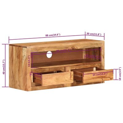 vidaXL TV Cabinet 88x30x40 cm Solid Wood Acacia