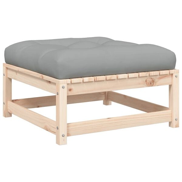 vidaXL Garden Footstool with Cushion Solid Wood Pine