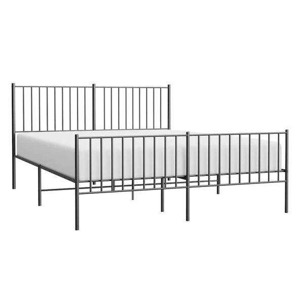 vidaXL Metal Bed Frame without Mattress with Footboard Black 150x200cm