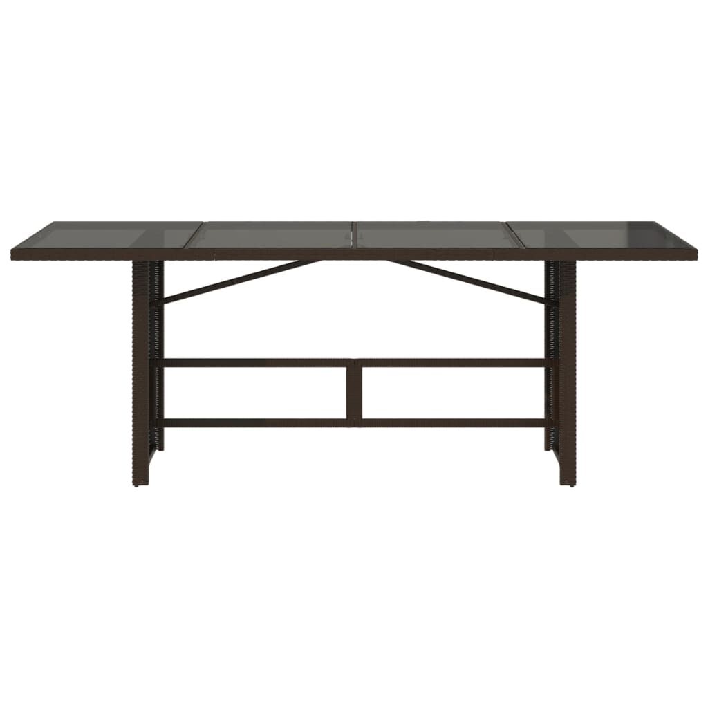vidaXL Garden Table with Glass Top Brown 190x80x75 cm Poly Rattan