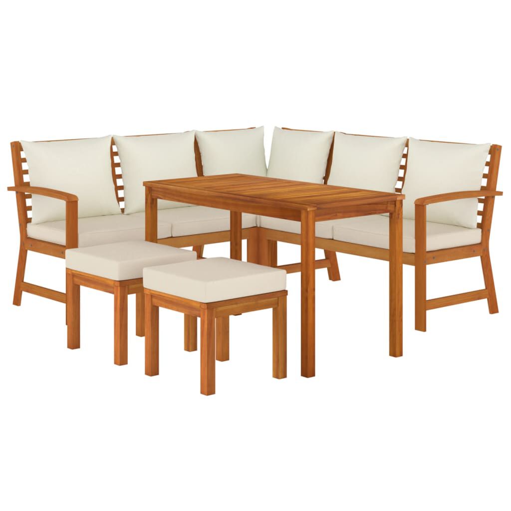 vidaXL 6 Piece Garden Dining Set with Cushions Solid Wood Acacia