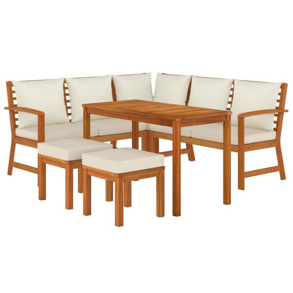 vidaXL 6 Piece Garden Dining Set with Cushions Solid Wood Acacia