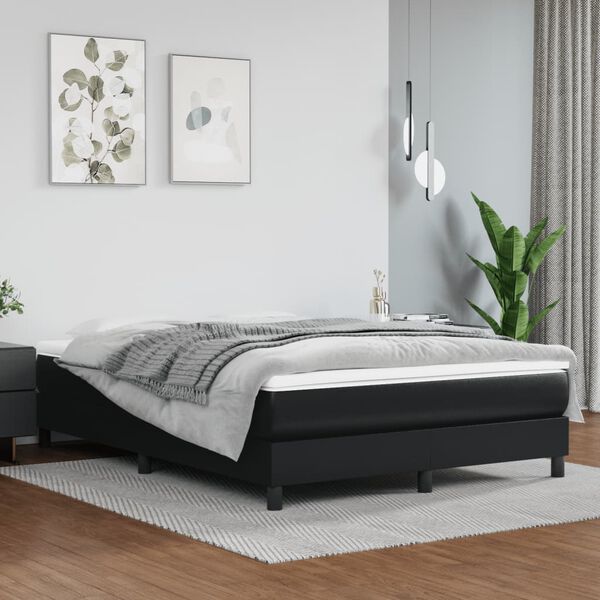 vidaXL Bed Frame without Mattress Black Queen Faux Leather
