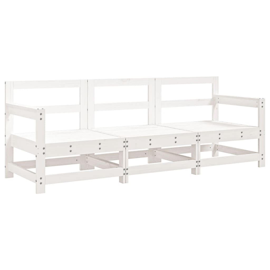 vidaXL 3 Piece Garden Lounge Set White Solid Wood Pine