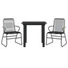 vidaXL 3 Piece Garden Dining Set Black PVC Rattan