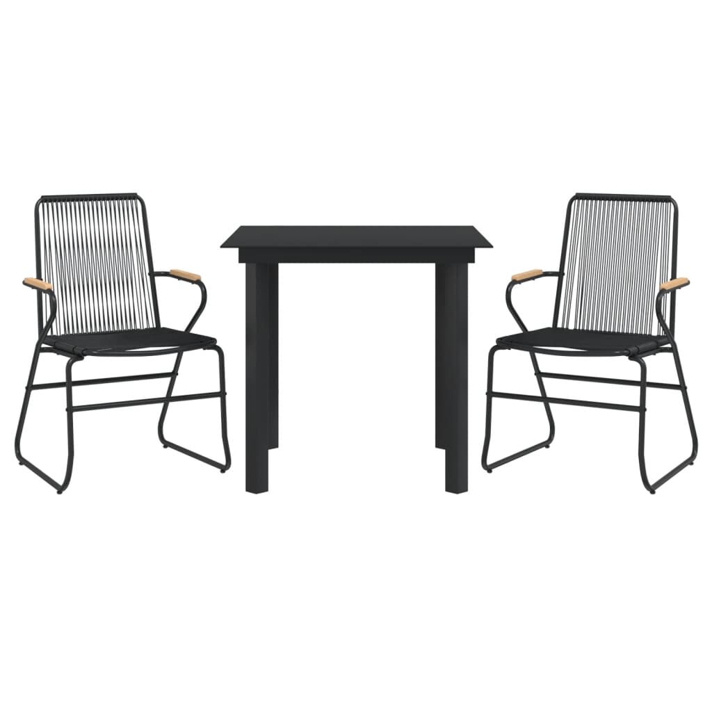 vidaXL 3 Piece Garden Dining Set Black PVC Rattan