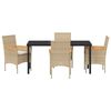 vidaXL Garden Dining Set with Cushion 5 pcs Beige Poly Rattan