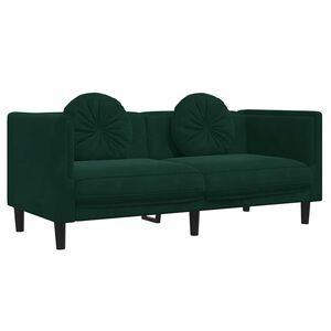 vidaXL Sofa with Cushions 2-Seater Dark Green Velvet