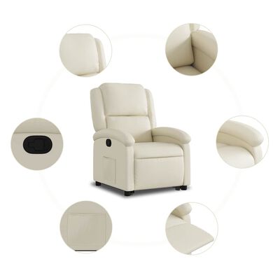 vidaXL Stand up Recliner Chair Cream Faux Leather