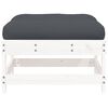 vidaXL Garden Footstools with Cushions 2pcs White Solid Wood Pine