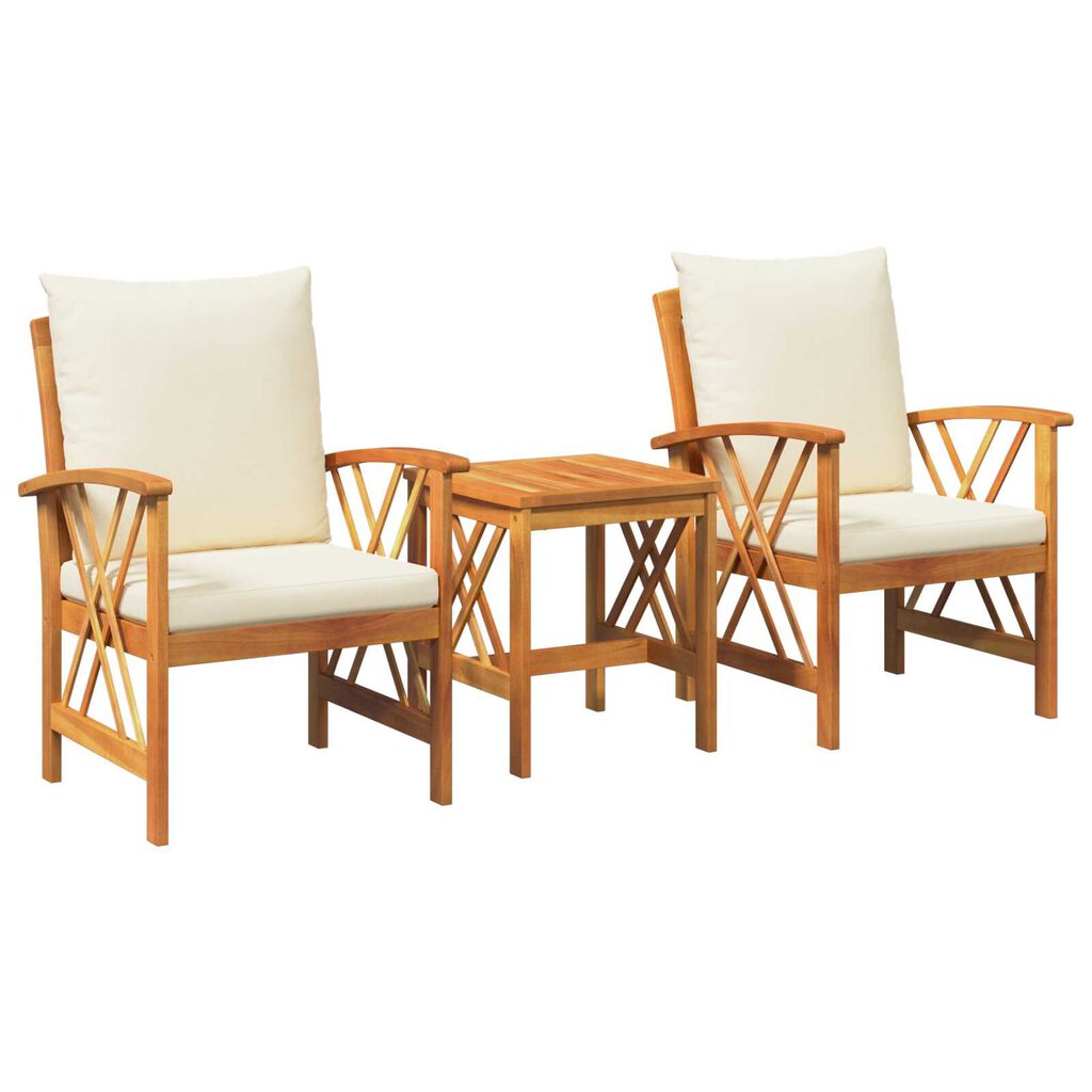 vidaXL 3 Piece Garden Lounge Set with Cushions Solid Acacia Wood