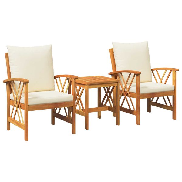 vidaXL 3 Piece Garden Lounge Set with Cushions Solid Acacia Wood