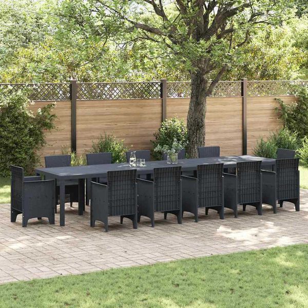 vidaXL Garden Table Anthracite 400 x 100 x 73 cm Poly Rattan