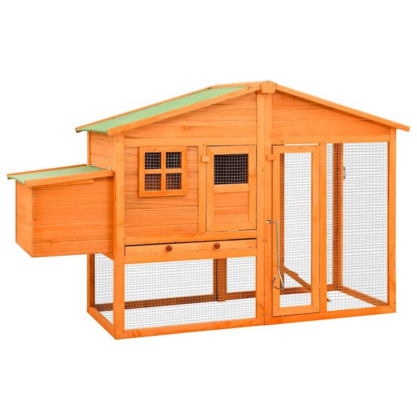 vidaXL Chicken Coop with Nest Box Solid Fir Wood