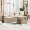 vidaXL 5 Piece Garden Sofa Set with Cushions Beige Poly Rattan
