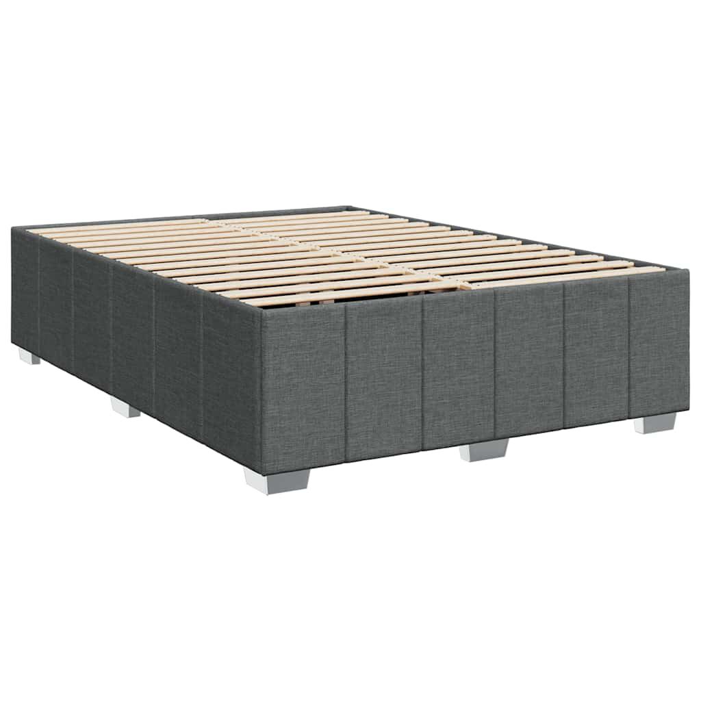 vidaXL Box Spring Bed with Mattress Dark Grey Full Fabric