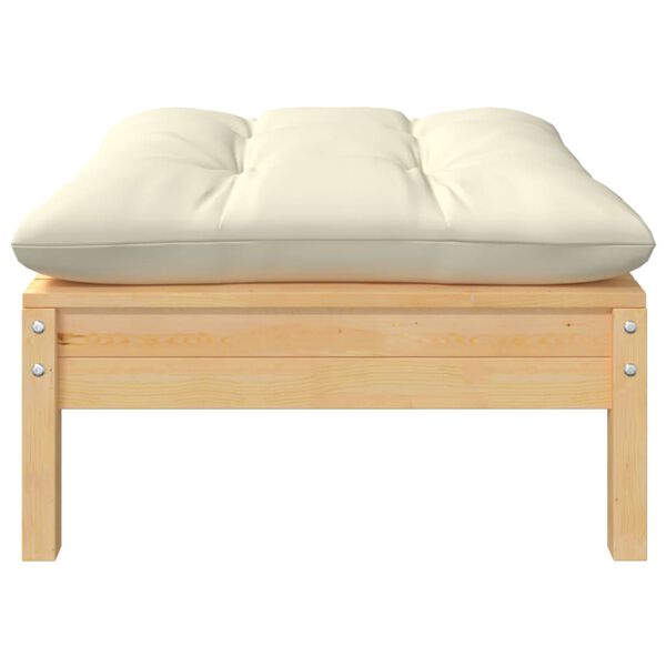 vidaXL 2-Seater Garden Sofa with Cream Cushions Solid Pinewood
