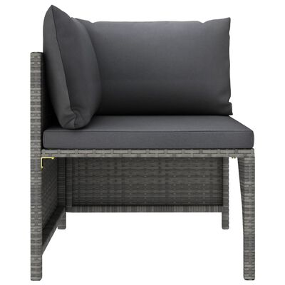 vidaXL 3 Piece Garden Lounge Set with Cushions Poly Rattan Grey