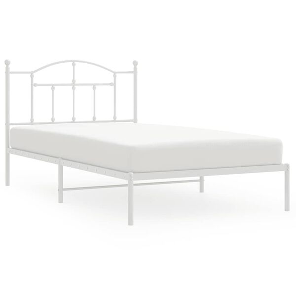 vidaXL Metal Bed Frame without Mattress with Headboard White 100x200cm
