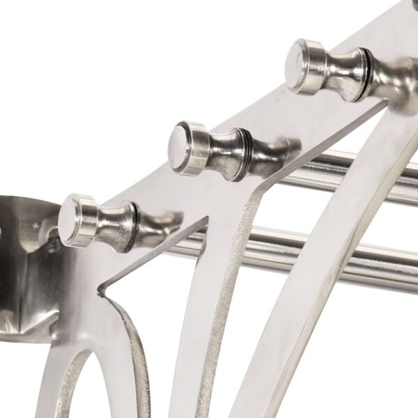 vidaXL Luggage Rack with Coat Hangers & Mirror Wall Mounted Aluminium