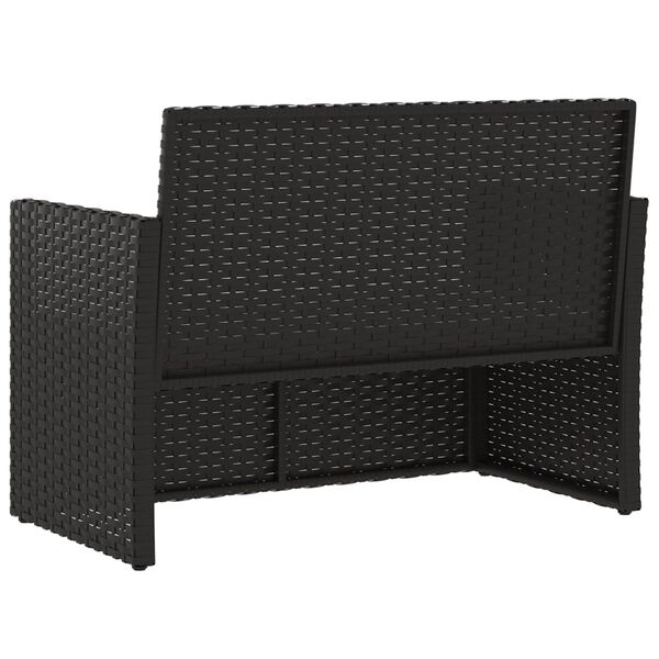 vidaXL Garden Bench with Cushions Black 105 cm Poly Rattan