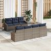 vidaXL Sofa Set with Cushion 8 pcs Grey and Navy Poly Rattan