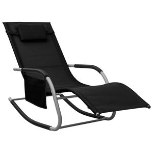 vidaXL Sun Lounger Textilene Black and Grey