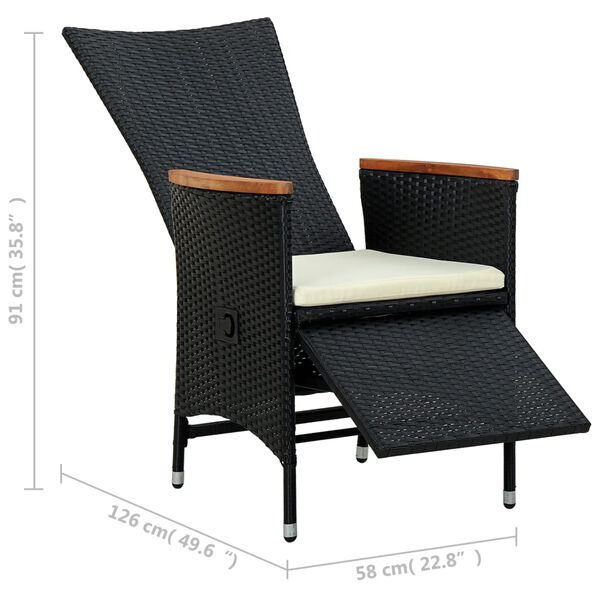 vidaXL 9 Piece Outdoor Dining Set with Cushions Poly Rattan Black