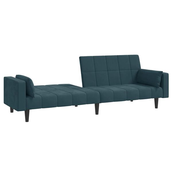 vidaXL 2-Seater Sofa Bed with Two Pillows Blue Velvet